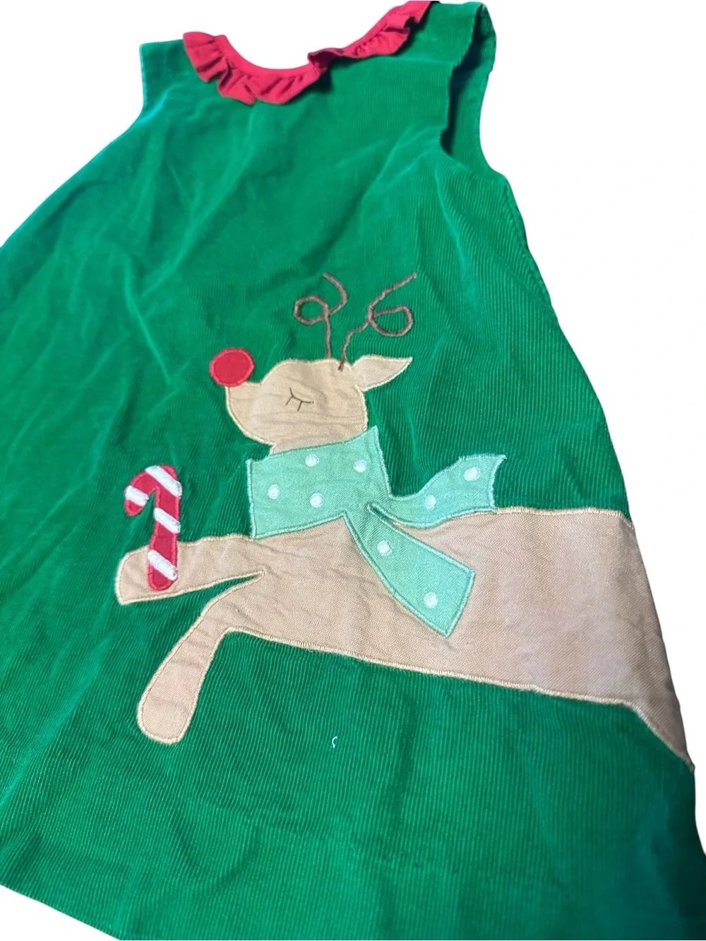 Green Holiday Reindeer Dress and Bloomers Set